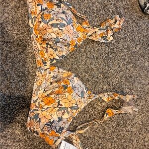 Cupshe Floral Bikini - Orange and Blue